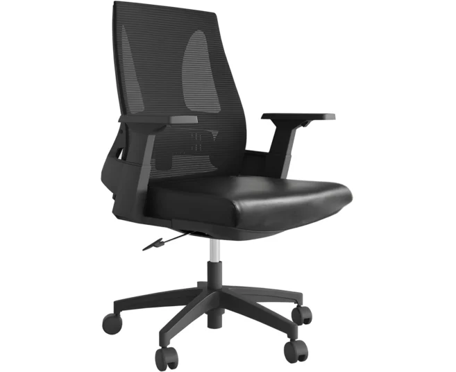 LOW BACK OFFICE CHAIR -BLACK (PU SEAT )