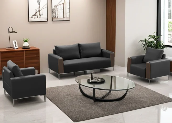 5 SEATER OFFICE SOFA SET- BLACK