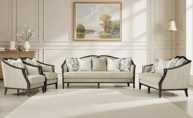 7 SEATER FABRIC SOFA WITH WOODEN FRAME