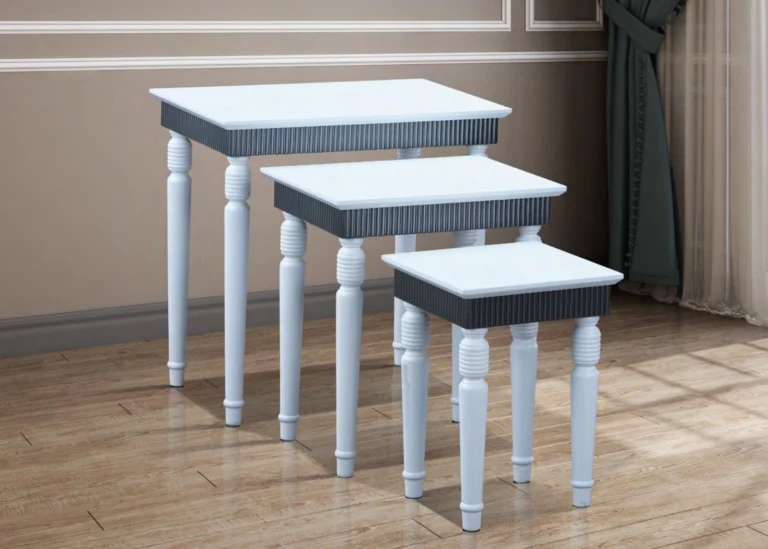 WOODEN NEST OF STOOLS 3 SETS