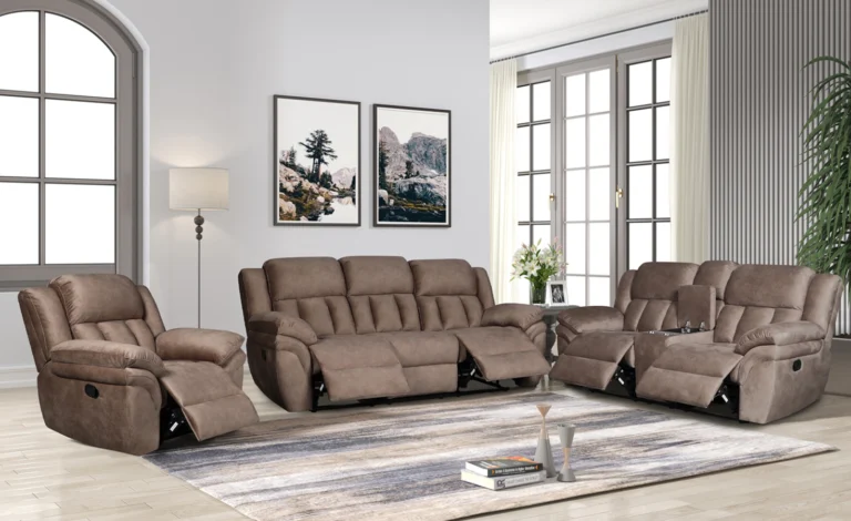 6 SEATER RECLINER SOFA- BROWN