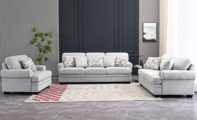 7 SEATER FABRIC SOFA-LIGHT BLUE
