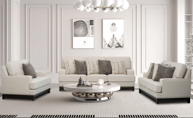 6 SEATER & 7 SEATER FABRIC SOFA- CREAM